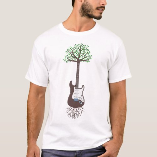 Acoustic Guitar Tree Of Life Guitar Player Nature  T_Shirt