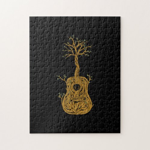 Acoustic Guitar Tree Of Life Nature Guitarist Gift Jigsaw Puzzle