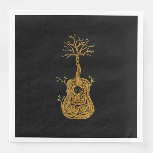 Acoustic Guitar Tree Of Life Nature Guitarist Gift Paper Dinner Napkins