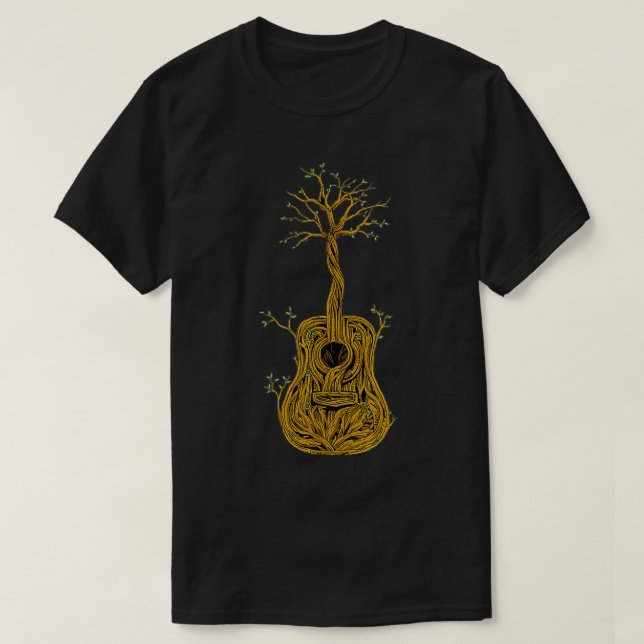 Acoustic Guitar Tree of Life Nature Guitarist Gift T-Shirt (Design Front)