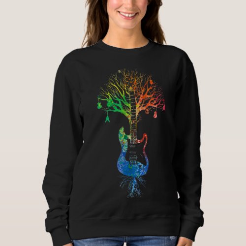 Acoustic Guitar Tree Of Life Nature Vintage Music Sweatshirt