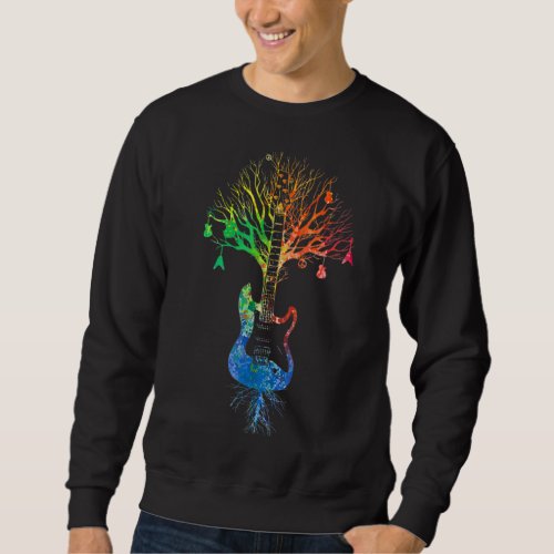 Acoustic Guitar Tree Of Life Nature Vintage Music Sweatshirt