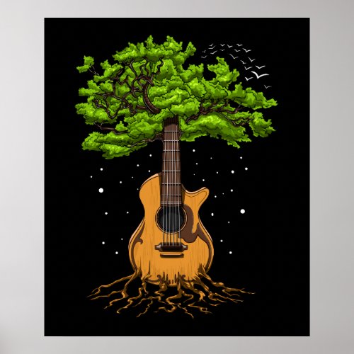 Acoustic Guitar Tree Of Life Poster