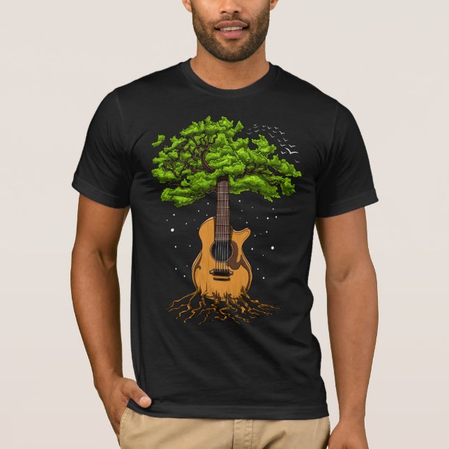 Acoustic Guitar Tree Of Life T-Shirt (Front)