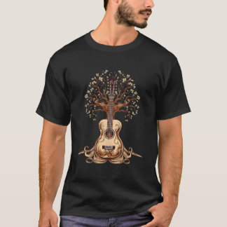 Acoustic Guitar Tree Retro Vibes Of Life Guitar T-Shirt