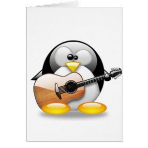 Acoustic Guitar Tux (Linux Tux) Cards