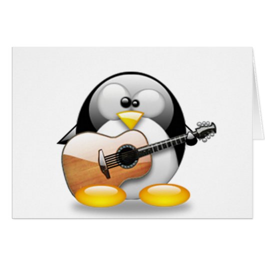Acoustic Guitar Tux (Linux Tux) Cards (Front Horizontal)
