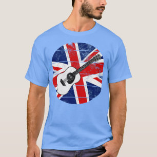 Acoustic Guitar UK Flag Britain Guitarist British  T-Shirt