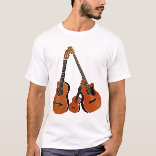 Acoustic Guitar Ukulele and Acoustic Bass T_Shirt