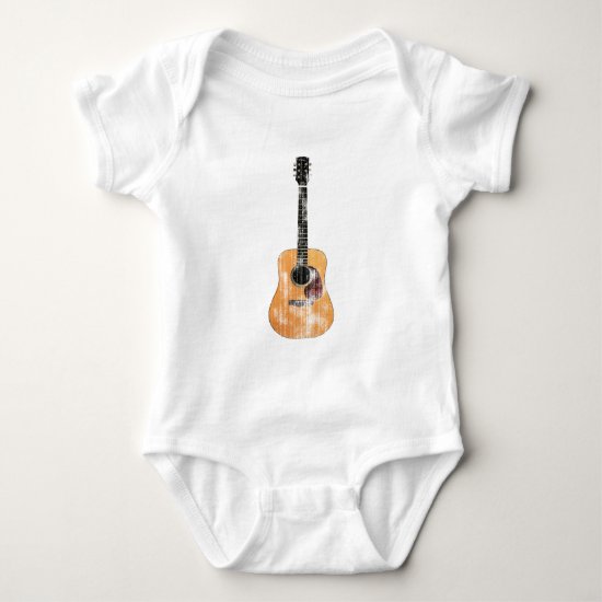 Acoustic Guitar vertical distressed Baby Bodysuit