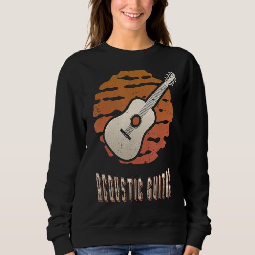 Acoustic Guitar Vintage Retro Classic Sunset Music Sweatshirt