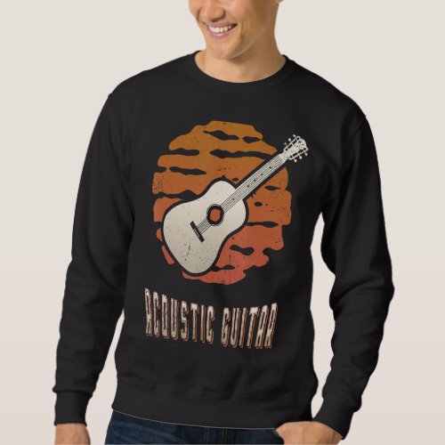Acoustic Guitar Vintage Retro Classic Sunset Music Sweatshirt