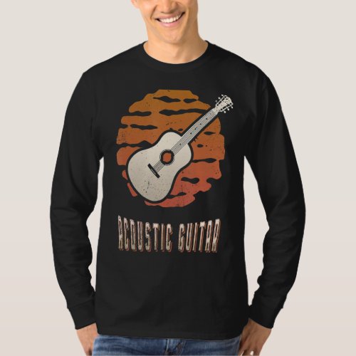 Acoustic Guitar Vintage Retro Classic Sunset Music T_Shirt