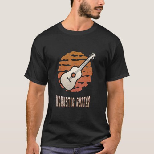 Acoustic Guitar Vintage Retro Classic Sunset Music T_Shirt