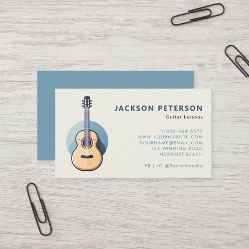 Acoustic Guitar Vintage Retro Music Professional Business Card