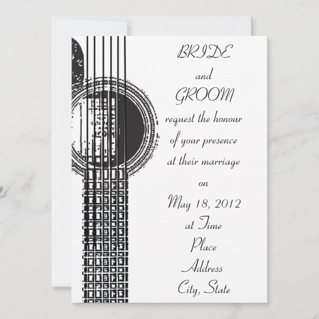 Acoustic Guitar Wedding Invitation (Front)