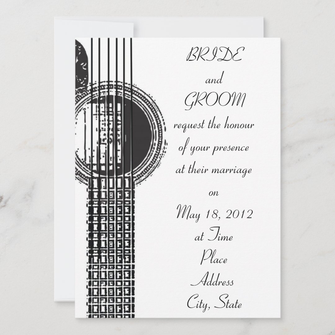Acoustic Guitar Wedding Invitation Zazzle