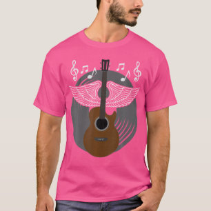 Acoustic Guitar With Angel Wings Guitar Player Gif T-Shirt