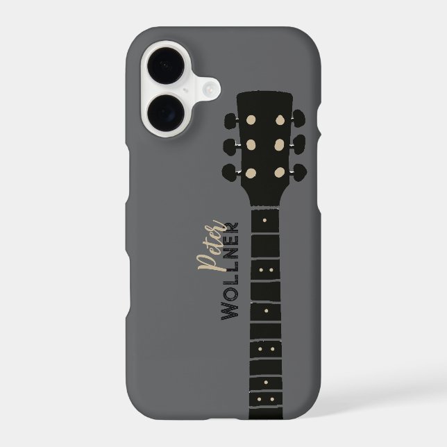Acoustic Guitar with Name gray  Iphone Case (Back)