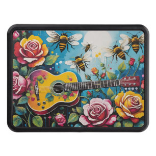 Acoustic Guitar With Roses and Bees Hitch Cover