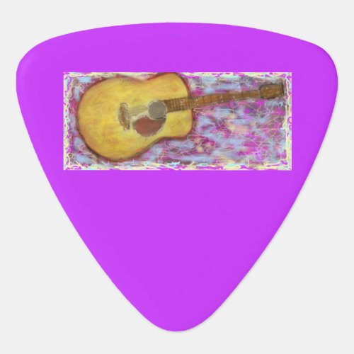 acoustic guitar with yellow patina Art Guitar Pick