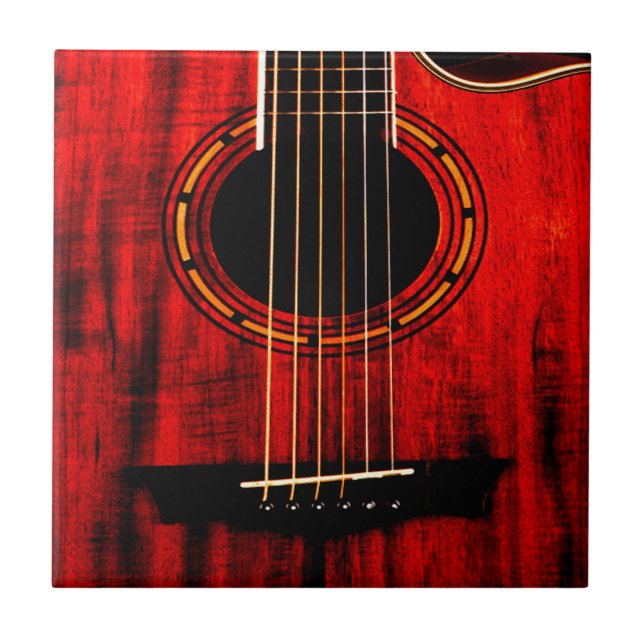 Acoustic Guitar Wooden Music Ceramic Tile (Front)