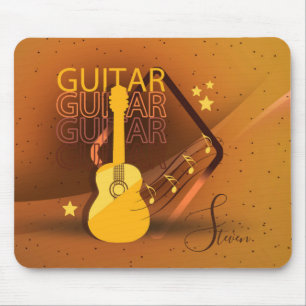 Acoustic Guitar Words and Music Amber ID570 Mouse Pad