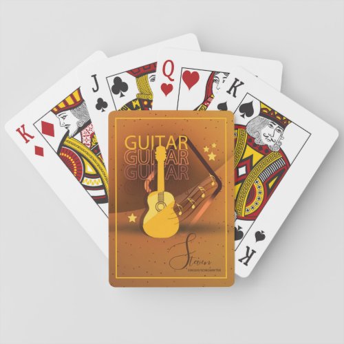 Acoustic Guitar Words and Music Amber ID570 Playing Cards