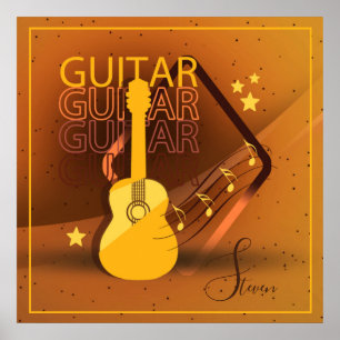 Acoustic Guitar Words and Music Amber ID570 Poster