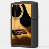Acoustic Guitar ZIPPO Black Matte Pocket Lighter