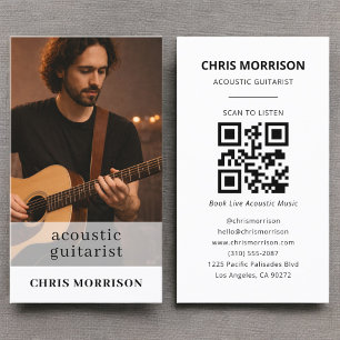 Acoustic Guitarist Musician QR Code Photo Business Card