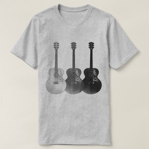 Acoustic guitars illustration black and white T_Shirt