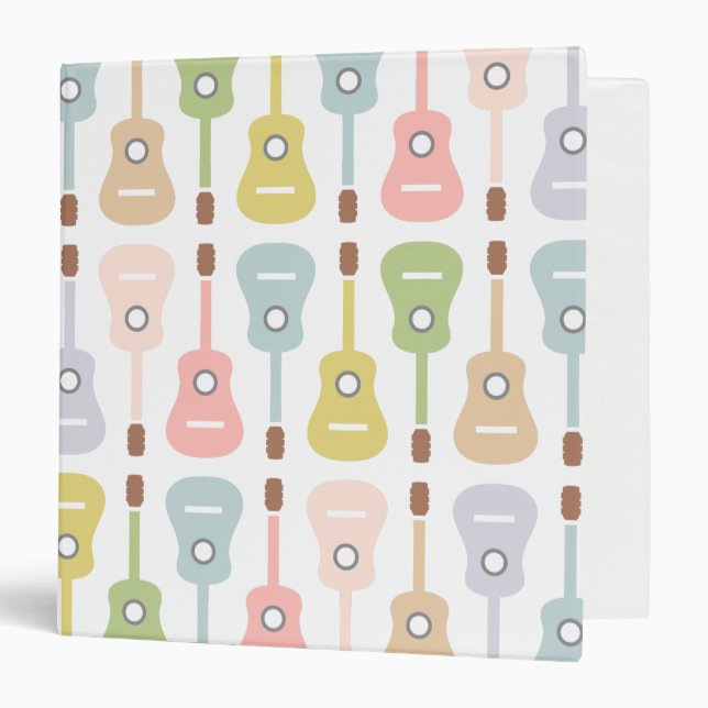 Acoustic Guitars in soft pastel |Musician DJ Band 3 Ring Binder (Front/Inside)