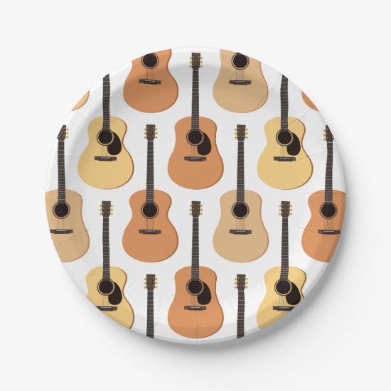Acoustic Guitars Pattern Paper Plate