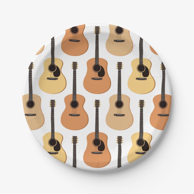Acoustic Guitars Pattern Paper Plates (Front)