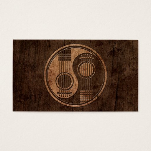 Customizable Acoustic Guitars Yin Yang with Wood Grain Effect Business Cards