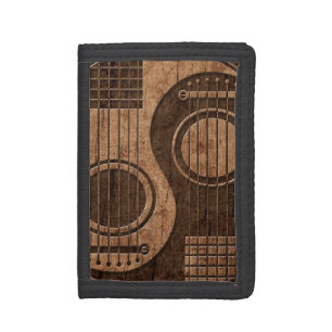 Acoustic Guitars Yin Yang with Wood Grain Effect Tri-fold Wallet