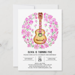 Acoustic Musician's Guitar Birthday Invitation