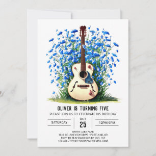 Acoustic Musician's Guitar Boy Birthday Invitation