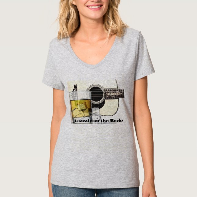 "Acoustic on the Rocks"-50 Shades of Rock T-Shirt (Front)