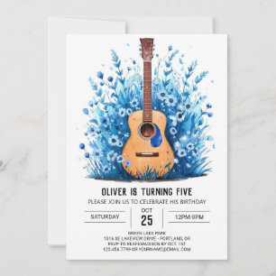 Acoustic Printable Guitar Boy Birthday Invitation