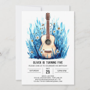 Acoustic Printable Guitar Boy Birthday Invitation
