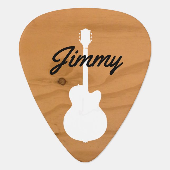 Acoustic Rustic Wood Guitar Calligraphy Name Guitar Pick (Front)