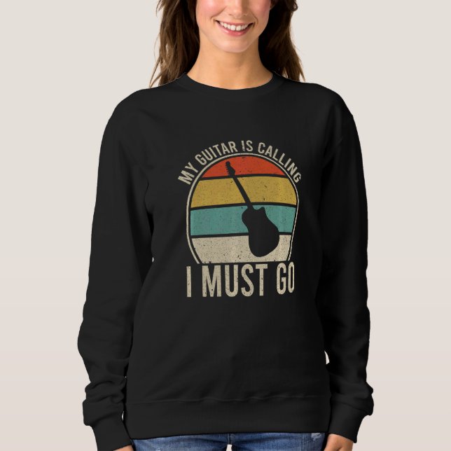 Acoustic Vintage Guitar Retro Style Guitarist Cost Sweatshirt (Front)