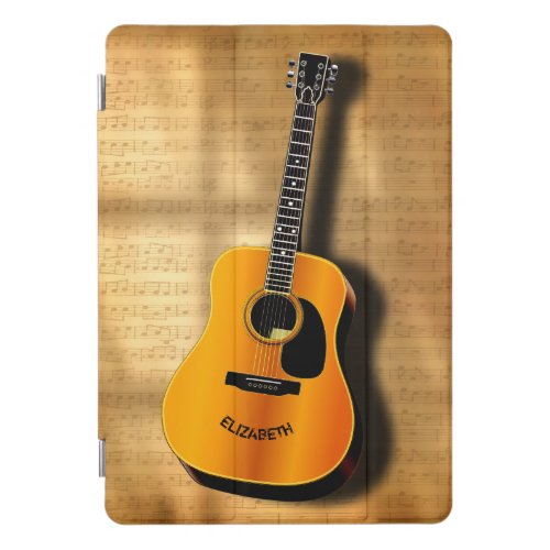Acoustic Vintage Guitar With Musician Custom Name iPad Pro Cover