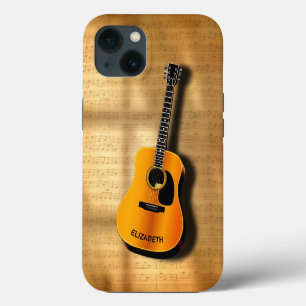 Acoustic Vintage Guitar With Musician Custom Name iPhone 13 Case