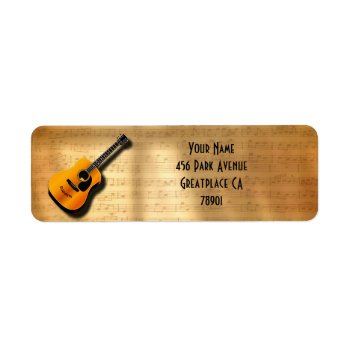 Acoustic Vintage Guitar With Musician Custom Name Label by HumusInPita at Zazzle
