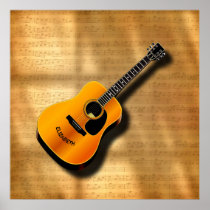 Acoustic Vintage Guitar With Musician Custom Name