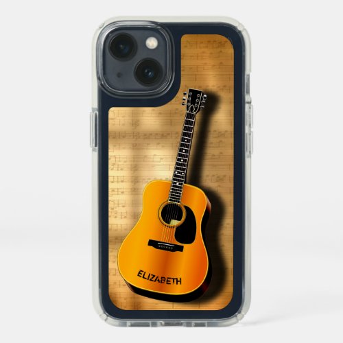 Acoustic Vintage Guitar With Musician Custom Name Speck iPhone 13 Case