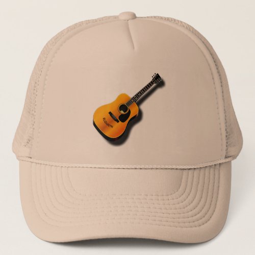Acoustic Vintage Guitar With Musician Custom Name Trucker Hat